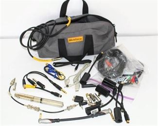 Various Electronics Connectors and Cords in Canvas Bag