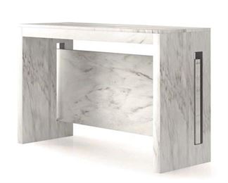 Erika White Carrara Extendable Console Dining Table