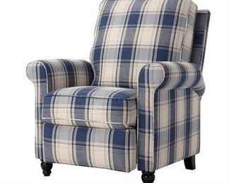 Andover Mills Blue Plaid Leni Manual Recliner