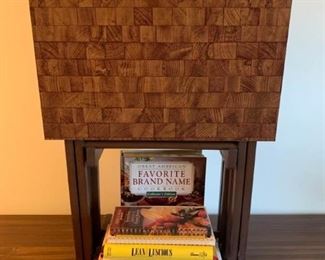 Stand and Assortment of Cookbooks
