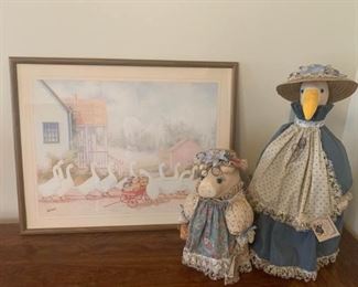 Duck and Pig Doorstops and Framed Photo