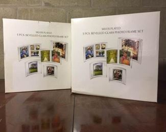 Silver Plated 5 Pcs Bevelled Glass Photo Frame Set