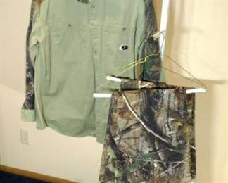 2 pair wrangler jeans and hunting shirts