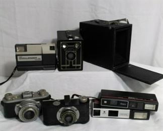 collection of vintage cameras