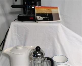 espresso maker and coffee press and acc