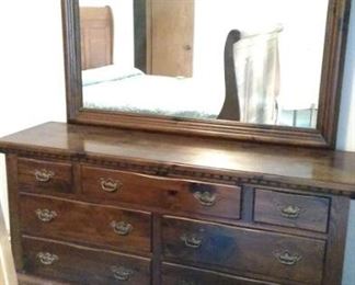 sold wood dresser and mirror