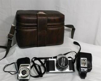 vintage pentax camera and accessories