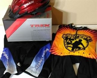 Bike shorts bike shirt and Trek bike helmet