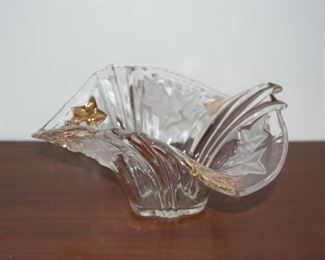 H-37 Crystal Japanese Bowl with Gold Leaves $25.00