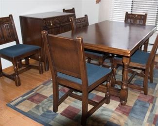 H-38 Oak Italian Renaissance Style Dining Table and Chairs $750.00
37”D
62”W
30”H