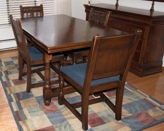H-38 Oak Italian Renaissance Style Dining Table and Chairs $750.00
37”D
62”W
30”H