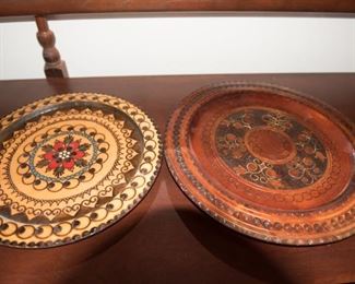 H-61 Lot of 2 Polish Wooden Plates-$24.95
