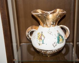 H-67 Gold Colonial 8” Art Vase $25.00