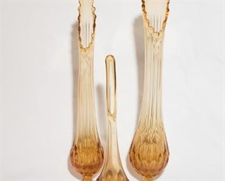H-09 Lot of 3 Amber Glass Bud Vases-$32.95-