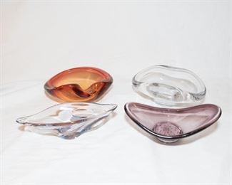 H-19 Lot of 4 misc. Art Glass, Ashtray/Candy Dishes-$19.95-
