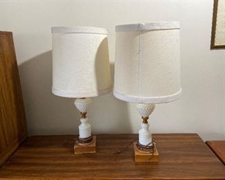 H-115 Pair of White Hobnail Milk Glass Lamps 29”
$35/pair