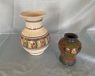 H-142 Lot of 2 Pottery Vases $23.00