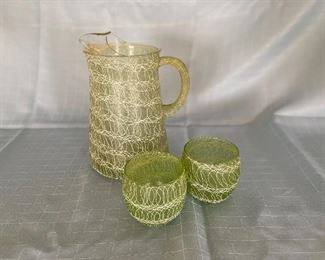 H-148 Green Pitcher and cups $18.00
