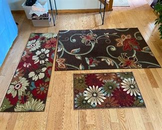 H-195 Lot of 3 Floral Throw Rugs $25.00