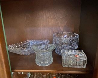H-224 Lot of 4 Crystal Items-Hat, Covered Dish, Bowl, Tray $ 18.00