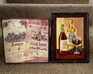H-238 Lot of 2 Tile Wine Wall Art $10.00
