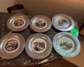 H-239 Set of 6 Pewter American Revolution Plates $15.00