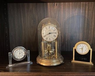 H-251 Lot of 3 Clocks-Kundo anniversary Clock, Benchmark Clock, Silver Clock $48.00