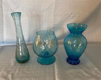 H-201 Lot of 3 Blue Vases $24.00