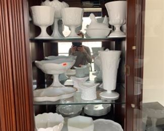 H-300 Lot of 60 Pieces Colored and Milk Glass-Make Offer