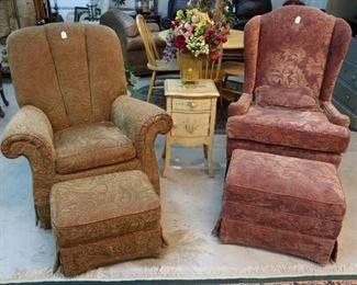 Custom upholstered chairs and ottomans