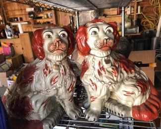 Matched pair of Chinese spaniels (Staffordshire style)