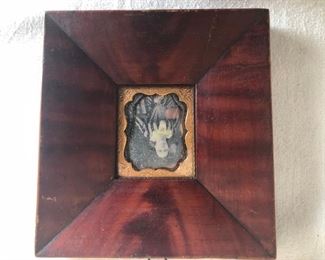 Tintype of female elder in flash mahogany frame