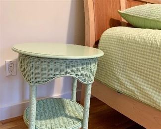 Green wicker side table