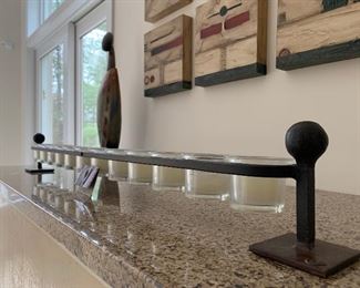 Jan Barboglio Forged Iron and Glass Candle Holder (also looks great with blossoms!)