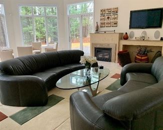 W. Schillig Black Leather Sofa (2)- Extremely high quality leather and superior craftsmanship from this German Company. 