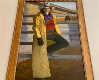 Original Joe Netherwood 7 FEET Tall x 5 FEET Wide!! "With a Glint in His Eye", oil on canvas