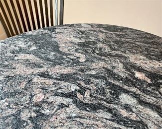 Set, heavy forged iron chairs with leather upholstery