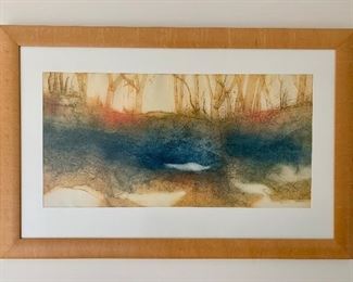 Ruth Rodman "Reflections" collagraph, framed beautifully