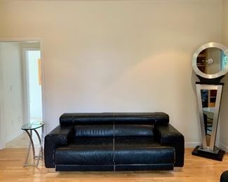 W. Schillig black leather sofa