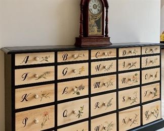 Absolutely adorable piece of furniture - and useful! Alphabet drawers, skinny on top, get bigger toward the bottom! 