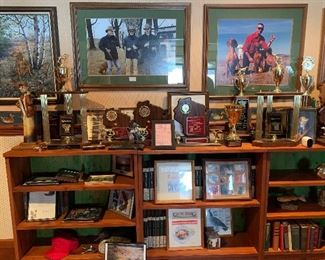Dozens of Dog Show Trophies, Books, Bookcases, Framed Prints