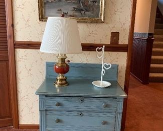 Blue painted 3 drawer washstand