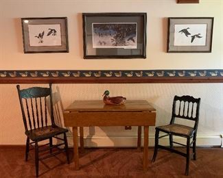 Drop Leaf Table, Pressed Back Chair, Spindle Back Chair