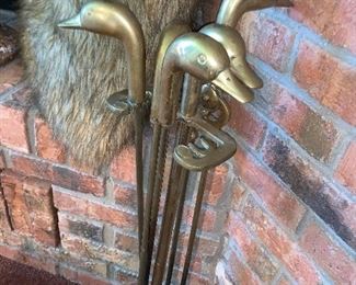 Brass Duck Head Andirons