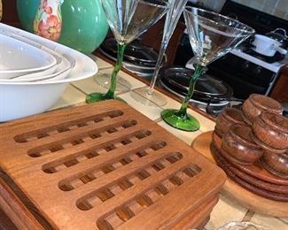 teak trivets and more kitchenware