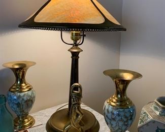 Very beautiful antique Slag Glass Lamp