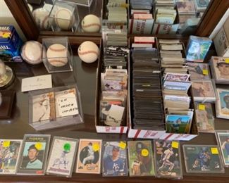 Baseball cards, Balls & bats. Autographs include: Matt Williams with COA, Brady Anderson, Ben Grieve, Andres Galarraga, Steve Garvey and more...