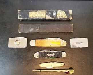 Vintage pocket knives, razors & money clips