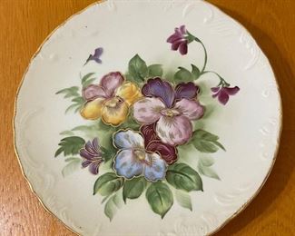 Collectible Plate Pansies Hand Painted
