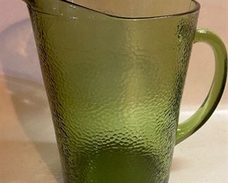 Olive Green Glass Pitcher